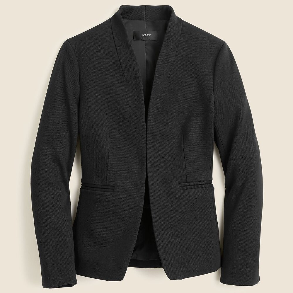 J. Crew Collarless Going-Out Blazer in Stretch Twill Size 12 Black